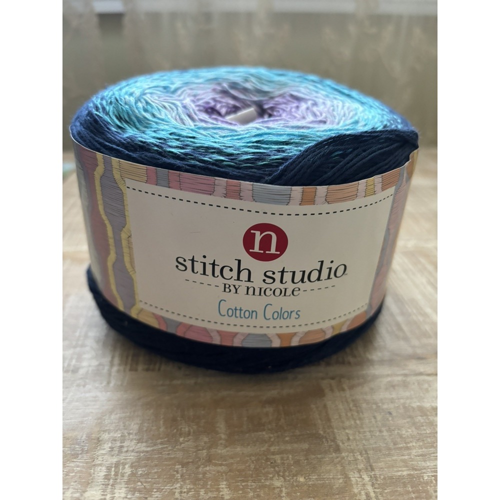Stitch Studio by Nicole Cotton Colors Cake Yarn -blue/purple Gradient Rare Find